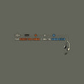 Dark background diagram: a waveform runs through a node and three markers into a cord ending in an empty, dangling headset. Text: YOUR REQUEST FOR A HUMAN IS AWAITING HUMAN REVIEW, with REQUEST FOR A HUMAN in orange and HUMAN REVIEW in blue. Artwork shown on the Military Green garment colour.